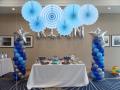 Paper Fans Party Decorations Set, Round Pattern Hanging Paper Garlands Decoration for Wedding Birthday Party Baby Showers Graduation Events Accessories, Set of 6 (Blue). 
