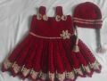 Handmade Crochet Dress Set for baby girls/Crochet Frock for baby girls/Crochet Clothes for Baby Girl/Crochet Woolen Frock/Cap and Shoes. 