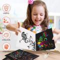 Creative Magic Color Rainbow Scratch Book, Black Paper Note Book, Scraping Painting Black DIY Drawing Pad, Kids Doodle Novelty Pad,  Graffiti Cardboard, Children Toy School Supplies, Art & Craft Activity Note Book,  High Quality. 
