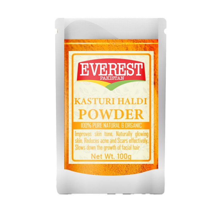 Everest Pakistan Kasturi Haldi 100g -Wild Turmeric Fine Powder (Jangli Haldi), Amba Haldi Manjal - 100% Natural | Herbal Elixir for Skin and Wellness
