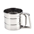 Stainless Steel Flour Sifter with Hand Press Design, Sieve Cup with Measuring Scale for Baking Flour, Powdered Sugar and Other Flour - Flour Shaker(Silver). 