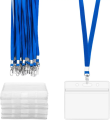 Plastic ID Card Holder with Strap pack of 2 for Men/Women | Office Card Holder with ribbon | Lanyard Card Holder with strap | Premium Quality, Waterproof & Dustproof | For Mums, Teachers, Tours, Events, Businesses, Cruises & More. 