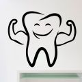 Strong Tooth Dental Clinic Sign Mark Designed Self Adhesive Wall Sticker for Dentist, doctor , Health, Tooth and Decor Lovers - Size: 2 x 1.5 Feet - Black Color. 