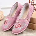Old Beijing cloth women's anti slip soft sole, comfortable mother's middle-aged and elderly grandmother flat sole single shoes, Hanfu embroidered shoes. 