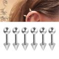 6PCS Stainless Steel Stud Earring 5mm Ball Cone Screws Earrings Ear Bone Nail Piercing Body Jewelry. 