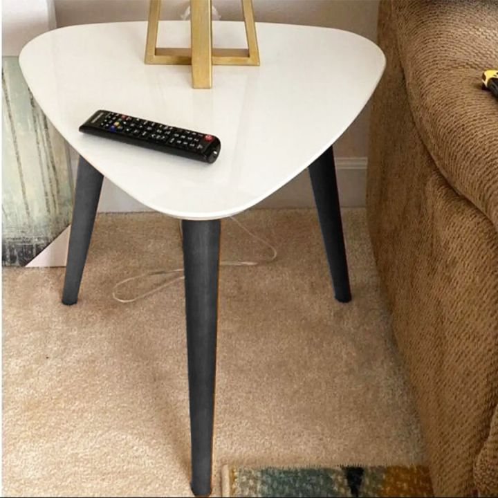 Wood Land Triangle side table for room, Coffee table for Living Room White