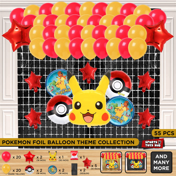 Pokemon Foil Balloon Theme Collection, Party Supplies, Ivysaur Charmander Squirtle Eevee Pikachu Decorative Balloons Birthday Party Baby Shower & Announcement, Wall Background & Photo Backdrop Decoration Baloon, Air & Helium Ballon, Chrome Baloons