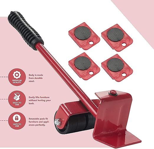 Furniture Moving Tool Heavy Object Mover Furniture Transport Lifter & Furniture Slides Moving House Cabinet Sofa Bed Desk 4 Wheeled Mover Roller 1 Wheel Bar Hand Tools Set
