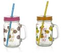 Mason Jar with Handle & Straw 450 ml. 