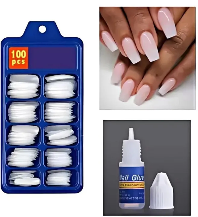 Nails%20100Pcs%20/%20Oval%20&%20Square%20Shape%20Natural%20&%20Transparent%20Color%20With%20Nail%20Glue,%20Artificial%20Fakee%20Nails.%20Fancy%20Fakee%20Nails%20For%20Girls,%20Beautiful%20Nails%20Falsee%20Nails,%20100pcs%20French%20Nails%20For%20Girls.%20-%20Image%203