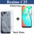 Realme C25 Tempered Glass Screen Protector Polish Glass + Back Matte Protector Soft Skin Sheet Soft Film Protection For Realme C25. 