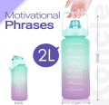 2000ml Motivational Water Bottle With Straw, 2L Gradient Color Drinking Water Bottle For Girls And Female Gym With Handle, Portable WaterBottle For School, Fitness, Outdoor Sports, BPA Free Grade Plastic Leak Proof Travel Water Bottles For Girls And Boys. 