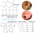 5piece Bioplast Soft Flexible Nose Lip Labret Stud Eyebrow Ring Belly Ring Helix Daith Rook Body Piercing Jewelry. 