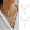 24 Fashion Zone Jewellery  Thick Chain Lock Pendant Necklace Gold Silver Metal Women New. 