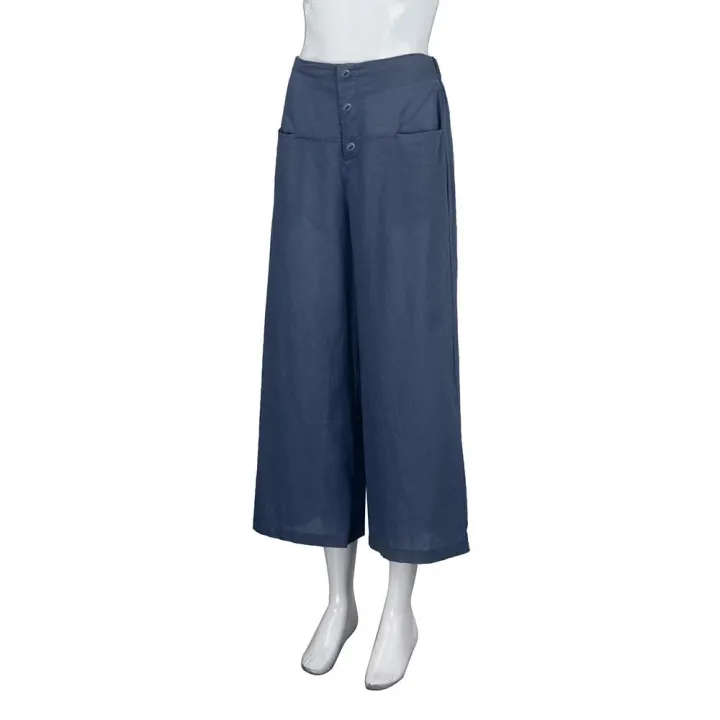 Women%20Palazzo%20High%20Waist%20Wide%20Leg%20Culottes%20Cotton%20Linen%20Trousers%20Loose%20Pants%20PA173%20-%20Image%203