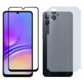 Samsung A05 Glass Protector 5D-10D-11D-21D-9D Glass Full Coverage + Back Protector Carbon Fiber Matte Soft Skin Sheet For Galaxy A05. 