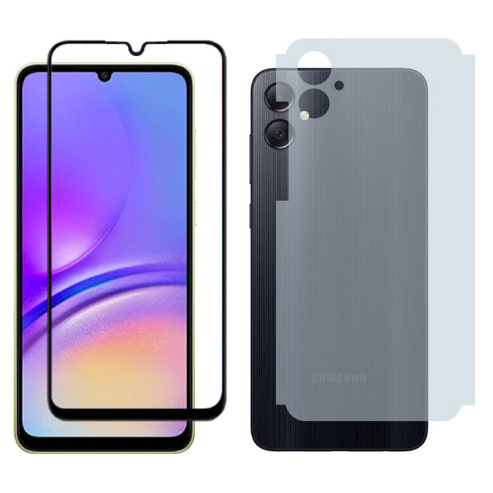 Samsung A05 Glass Protector 5D-10D-11D-21D-9D Glass Full Coverage + Back Protector Carbon Fiber Matte Soft Skin Sheet For Galaxy A05