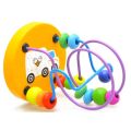 Montessori Wooden Toys Wooden Circles Bead Wire Maze Roller Coaster Educational Wood Puzzles Boys Girls Kid Toy 6+ Months. 