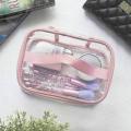 Premium Clear Makeup Bag, Transparent Cosmetic Pouch for Travel or Everyday Use, Waterproof Beach Bag for Sunscreen Skincare (Pink). 
