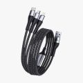 Hottu SF03 3 in 1 50W Fast Charging & Data Cable – Universal Multi-Function Power Cable Compatible with All Smartphones | Type-C, Lightning & Micro USB | Durable Braided Design for Quick Charge & Sync | All-in-One Solution. 