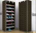 12mm  Strong Metal Pipe Structure Single & Double Row Shoe Rack organizer portable for  15 to 40 pairs with fabric cover. 