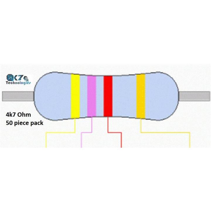 47k Ohm Resistors 1/4 Watt (47k Ω 0.25 W) Carbon Film Resistor (Pack of 50)