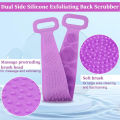 Silicone Back Scrubber Belt | Double-Sided Exfoliating Body Brush for Shower | Soft Silicone Bath Strap Loofah | Deep Cleaning Back & Body Scrub Towel | Reusable Bathroom Accessories for Men & Women. 