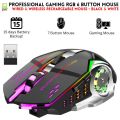 Rechargeable Gaming Mouse 6 Button RGB Lights Mouse - Wired & Wireless Rechargeable Gaming Mouse With 7 Breathing RGB Lights - 2 Side Button & DPI Button - For Professional Gaming On PC / Laptop - White & Black. 