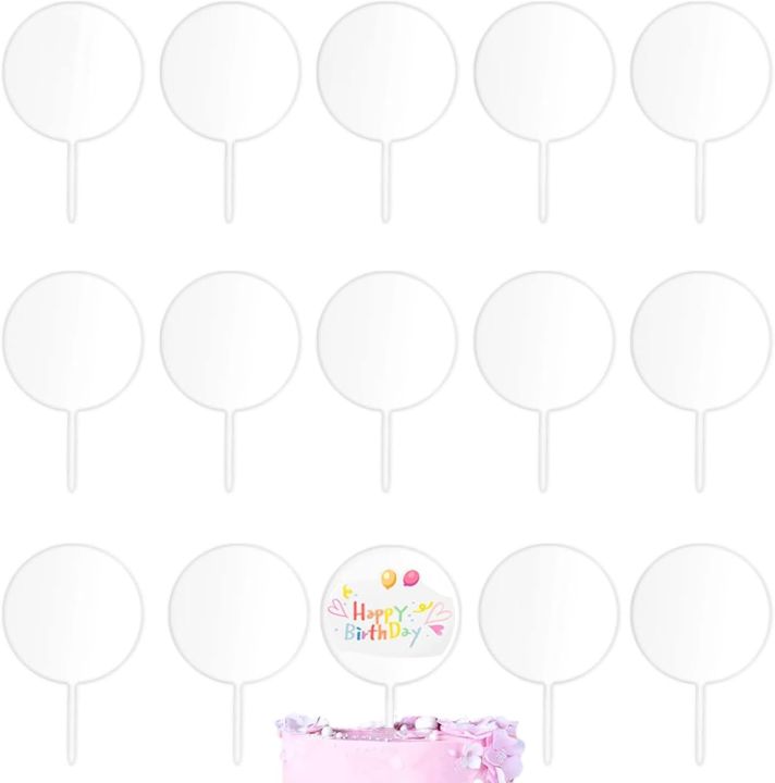 Clear Acrylic Cake Toppers 5 PCS, Blank Acrylic Cake Topper Round DIY ...