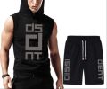 hoodies tanks for men men's fitness gym muscle body building sleeveless hoodies and short gym hoodies and for men TRACK SUIT FOR MAN. 