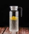 GLASS PITCHER 1.1 LITER Jug with lid 1.1 LITER   Water and Juice Glass Jug Pitcher with lid, 1-Pcs, 1.1-Liter, Hot Cold Water Pitcher Water Jug, Iced Tea, Milk and Juice Beverage Carafe, Lemon Jug. 