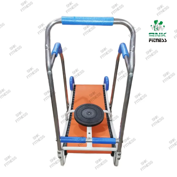 Compact under-desk exercise equipment set up in a home office
