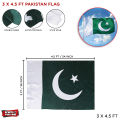 Happy Independence Pakistan Day 3 x 4.5 Feet Flag For 14th August Home School Function Office Restaurant Car Vehicle Decoration Satin Flags Event & Parties Decor Supplies 14 Aug Decorative Items & Material White & Green Pak Parcham Jhanda Jashan E Azadi. 