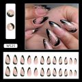 24pcs y2k Cool False Nail Tips Ins Gold Foil Retro Red Nails Manicure Set Almond False Nail Patch for Girl Women Wearable. 