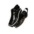 Kaptan Chappal Pure Hand Made Leather Peshawari Black Taki Daar Design. 