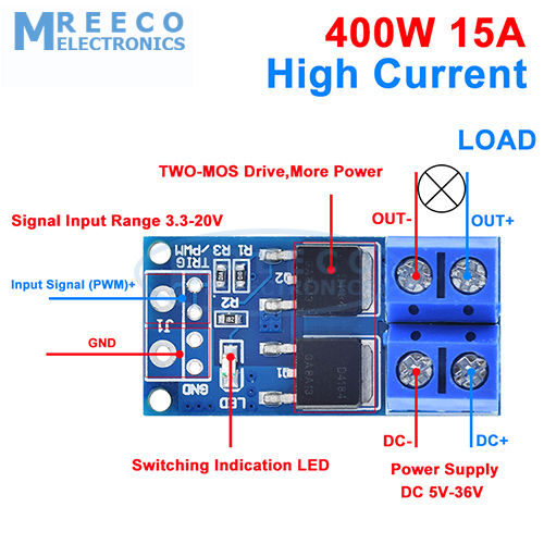 15A 400W MOSFET Trigger Switch Drive Module PWM in Pakistan