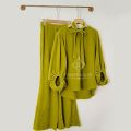 Linen Stitched 2-piece Suit for Women With Neck Belt. 