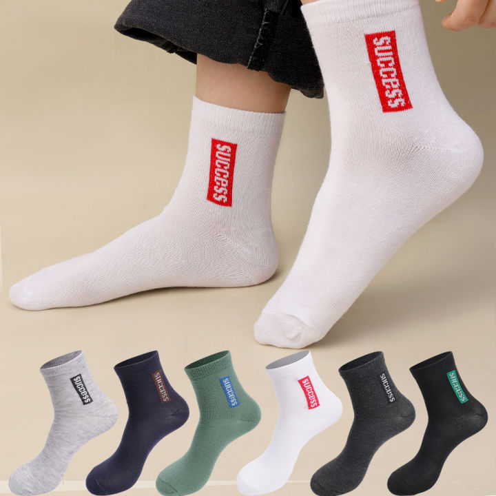 6 Pairs Men's Anti-odor Sweat-absorbing Stockings Mid-tube Sports Socks Cotton Business Sports Breathable Deodorant Sock