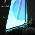 Biruiqu For OPPO Reno 6 Pro Magnetic Absorption Case Metal Frame Shockproof Double Sided Tempered Glass Magnetic Case Cover. 