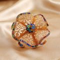 Exaggerated Gold Flower Rings for Women Boho Adjustable Crystal Open Finger Flower Ring Aesthetic Party Jewelry Gift. 