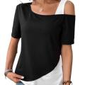 COLORBLOCK ASYMMETRICAL NECK AFORDABLE COLORBLOCK TOP WITH ASYMMETRICAL NECKLINE. 