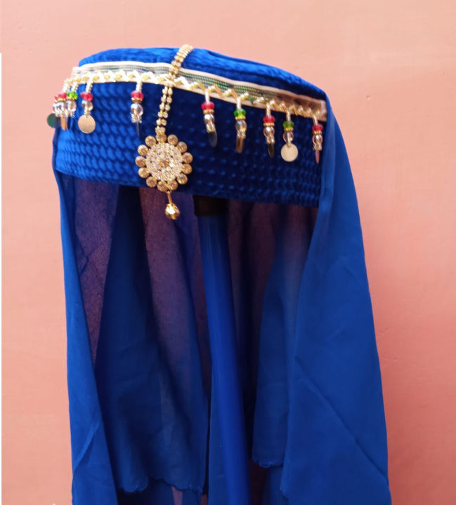 Pack Of 2  Ertugrul Style Ghazi Haleema Sultana Girl Cap With Hijab Dupatta Qai Qabila in Multi Color