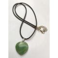 Heart Shape Green Aventurine Stone Green Crystal Pendant Natural Healing Gemstone Bead Necklace Jewelry 25mm. 