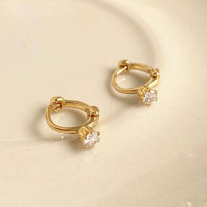 OYJR Korean Hoop Earrings For Women Gold Mini Hikaw Cross zircon Kwintas for girl Jewelry Set