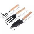 3Pcs Spade Fork Shovel Rake Harrow Set Home Mini Gardening Tools Potted Landscape Plants Maintenance Suit Wood Handle kids By Alarbi. 