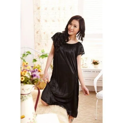 Summer%20Short%20Sleeve%20Sleepwear%20Viscose%20Lace%20Long%20Nightgown%20-%20Image%203