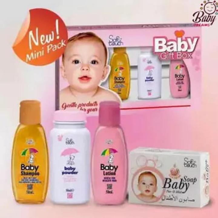 Soft Touch Baby Care Gift Box Kit (Pack Of 4) 50ML each Baby Shampoo Oil Lotion Kit baby gift set New Born Baby Gift Set Baby Care Kit Baby Bathing Kit Baby Care Accessories Rafias Collection