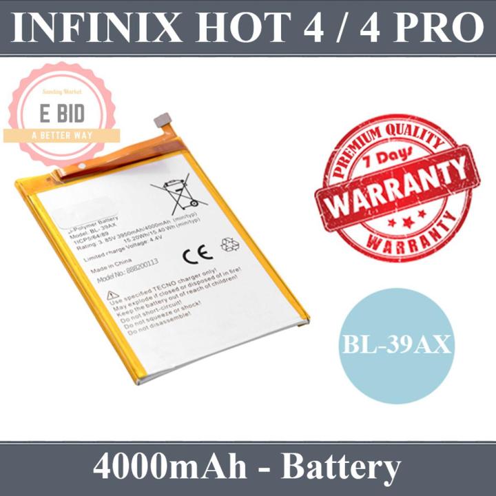 Infinix Hot 4 / 4 Pro Battery BL-39AX Replacement Premium Quality 4000mAh For Infinix Hot 4 / 4 Pro