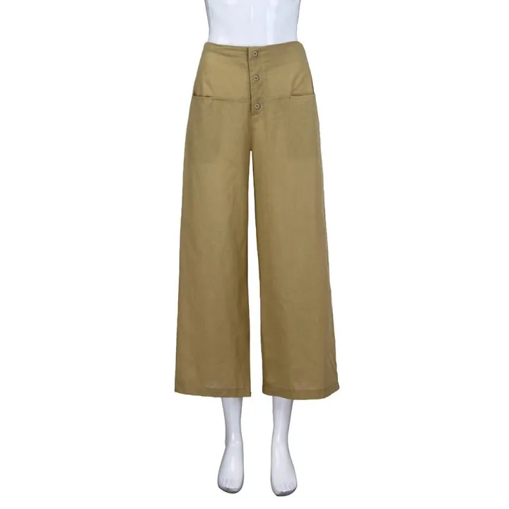 Women%20Palazzo%20High%20Waist%20Wide%20Leg%20Culottes%20Cotton%20Linen%20Trousers%20Loose%20Pants%20PA173%20-%20Image%206