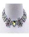 Silver Zinc Alloy Crystal Studded Choker Necklace. 
